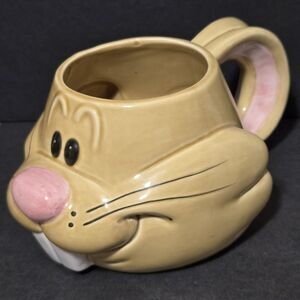 YAK PACK Beige BUNNY RABBIT Shaped MUG Hearts Ceramic 3D Figural Buggs